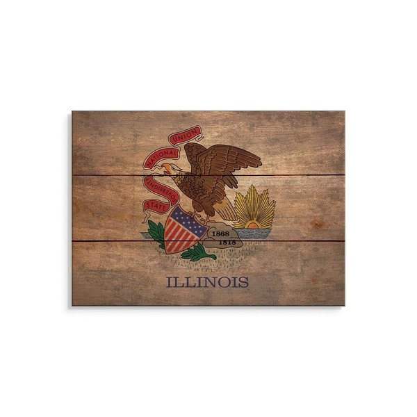 Wile E. Wood 15 x 11 in. Illinois State Flag Wood Art FLIL-1511